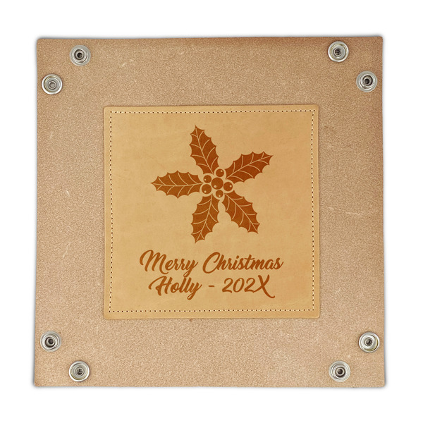 Christmas Holly Genuine Leather Valet Trays - FRONT (flat)
