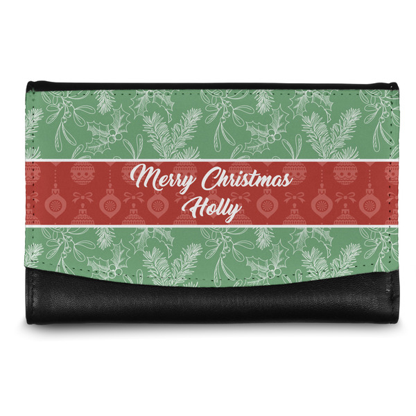 Custom Christmas Holly Genuine Leather Women's Wallet - Small (Personalized)