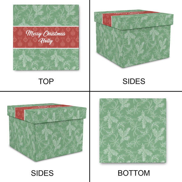 Christmas Holly Gift Boxes with Lid - Canvas Wrapped - Large - Approval