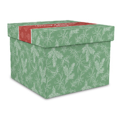 Christmas Holly Gift Box with Lid - Canvas Wrapped - Large (Personalized)