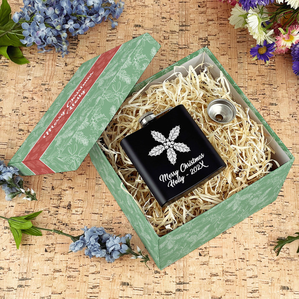 Christmas Holly Gift Boxes with Lid - Canvas Wrapped - Large - In Context