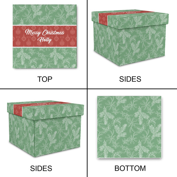 Christmas Holly Gift Boxes with Lid - Canvas Wrapped - Medium - Approval