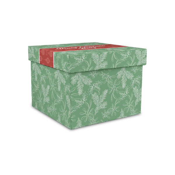 Custom Christmas Holly Gift Box with Lid - Canvas Wrapped - Small (Personalized)