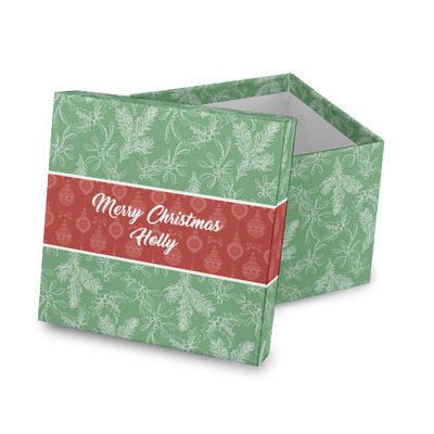 Christmas Holly Gift Box with Lid - Canvas Wrapped (Personalized)