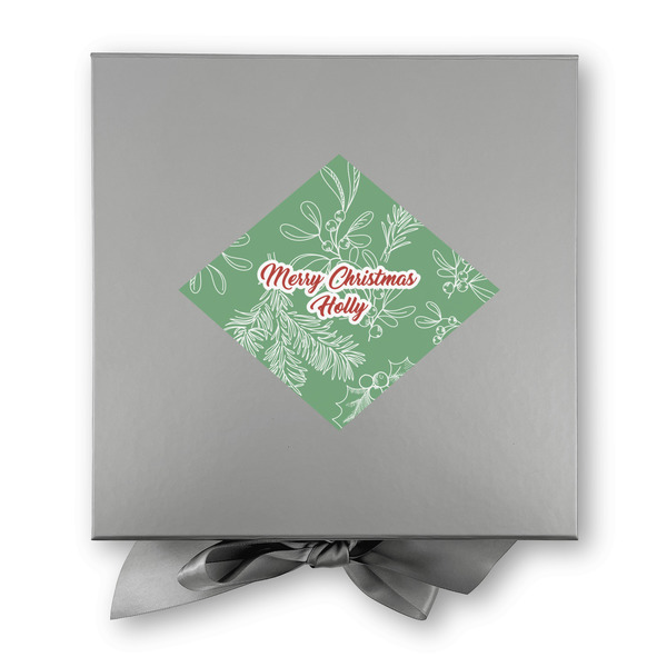 Christmas Holly Gift Boxes with Magnetic Lid - Silver - Approval