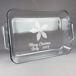 Christmas Holly Glass Baking Dish with Truefit Lid - 13in x 9in (Personalized)