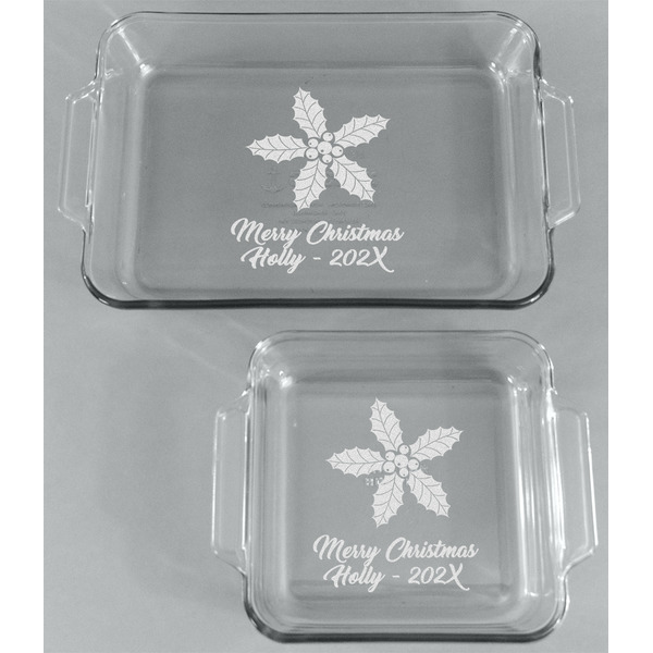 Christmas Holly Glass Baking Dish Set - FRONT