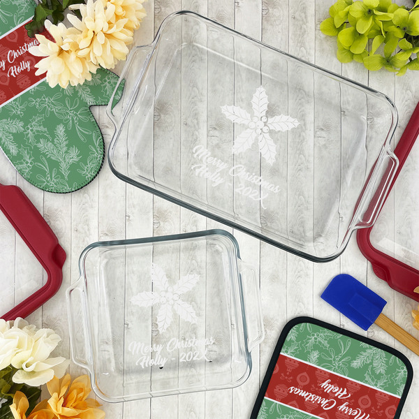 Christmas Holly Glass Baking Dish Set - LIFESTYLE