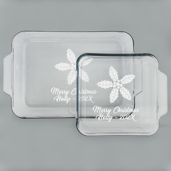 Christmas Holly Glass Baking Dish Set - MAIN (set)