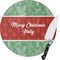 Christmas Holly Round Glass Cutting Board - Medium (Personalized)
