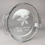 Christmas Holly Glass Pie Dish - 9.5in Round (Personalized)