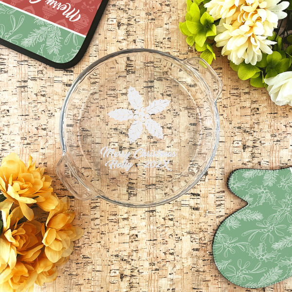 Christmas Holly Glass Pie Dish - LIFESTYLE