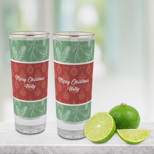 Christmas Holly Glass Shot Glass - 2 oz - LIFESTYLE