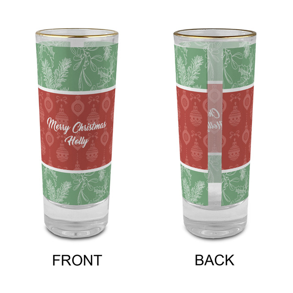 Christmas Holly Glass Shot Glass - 2 oz - Single - APPROVAL