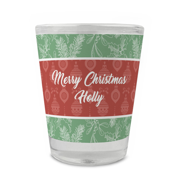 Custom Christmas Holly Glass Shot Glass - 1.5 oz - Single (Personalized)