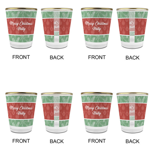 Christmas Holly Glass Shot Glass - with gold rim - Set of 4 - APPROVAL