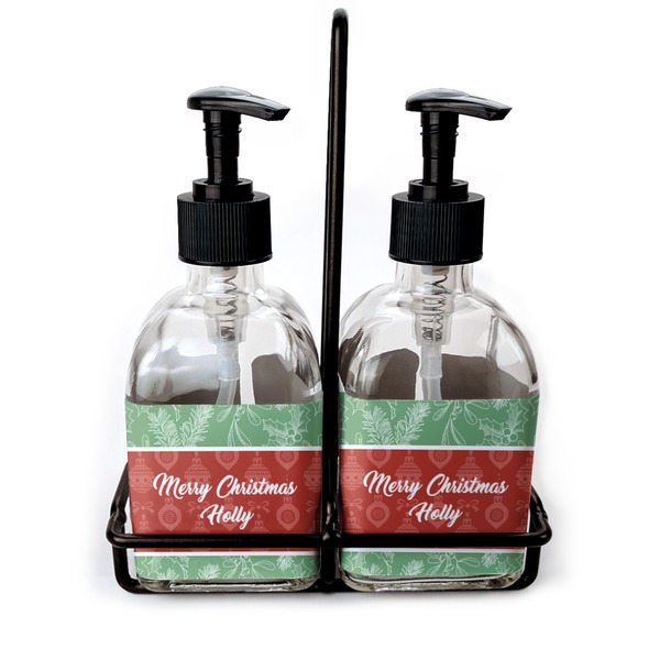 Custom Christmas Holly Glass Soap & Lotion Bottles (Personalized)