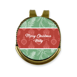 Christmas Holly Golf Ball Marker - Hat Clip - Gold