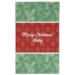 Christmas Holly Golf Towel - Poly-Cotton Blend - Large w/ Name or Text