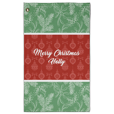 Christmas Holly Golf Towel - Poly-Cotton Blend - Large w/ Name or Text