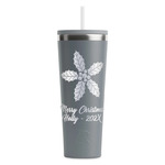 Christmas Holly RTIC Everyday Tumbler with Straw - 28oz - Grey - Double-Sided (Personalized)