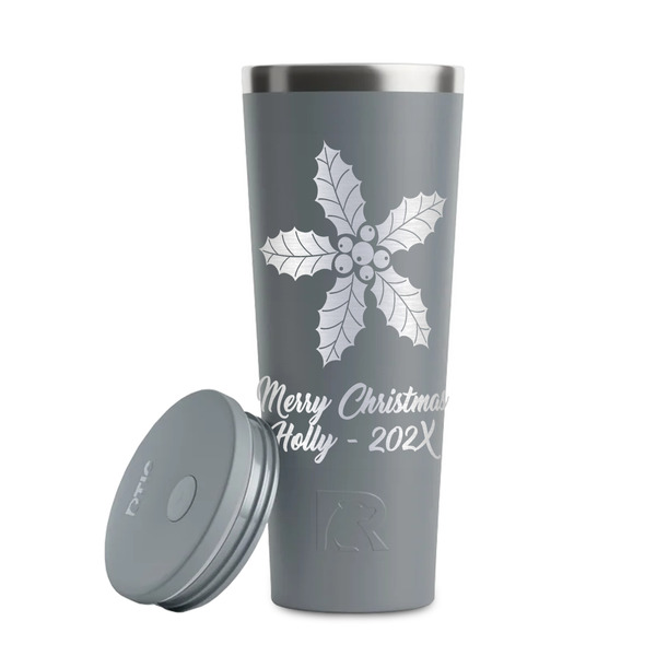 Christmas Holly Grey RTIC Everyday Tumbler - 28 oz. - Lid Off