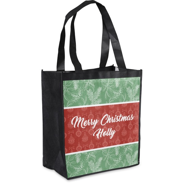 Custom Christmas Holly Grocery Bag (Personalized)