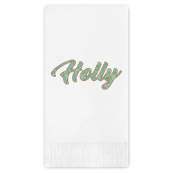 Christmas Holly Guest Napkins - Full Color - Embossed Edge (Personalized)