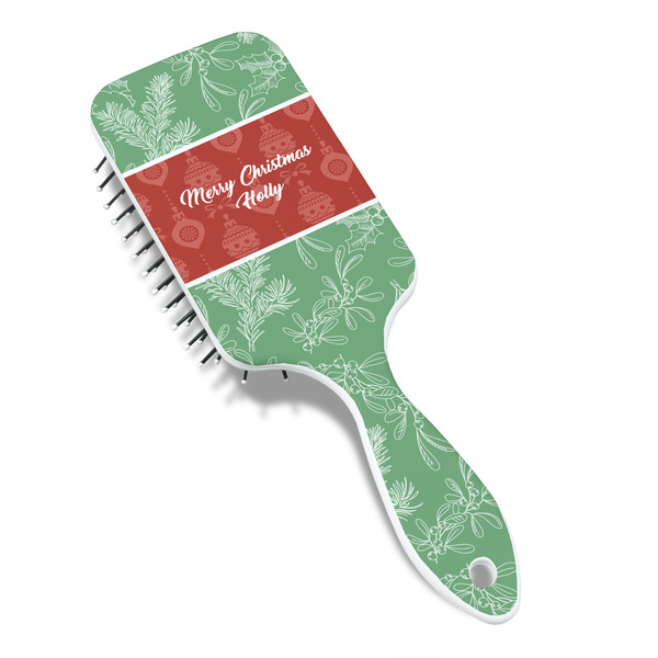Christmas Holly Hair Brush - Angle View