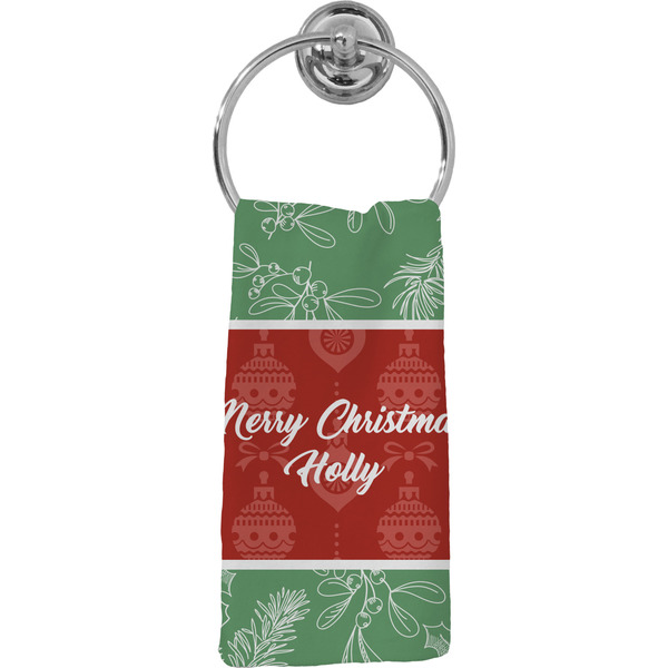 Custom Christmas Holly Hand Towel - Full Print (Personalized)