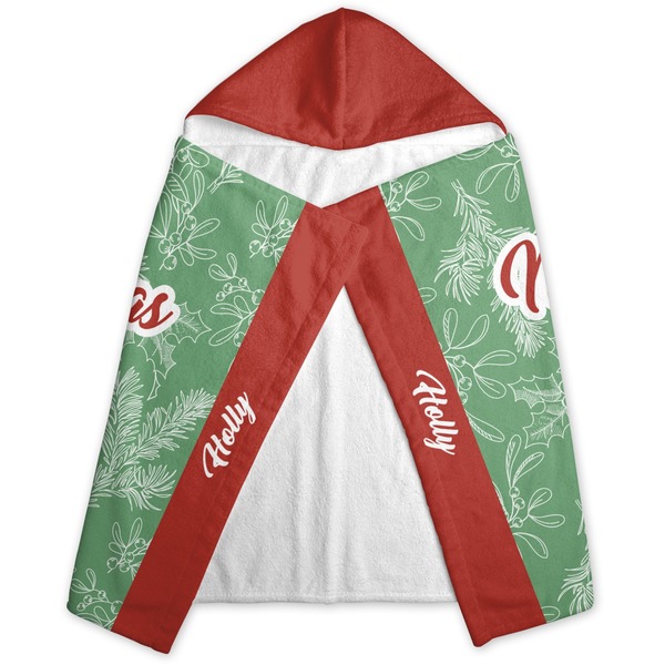 Christmas Holly Hooded Towel - Folded