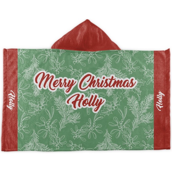 Custom Christmas Holly Kids Hooded Towel (Personalized)