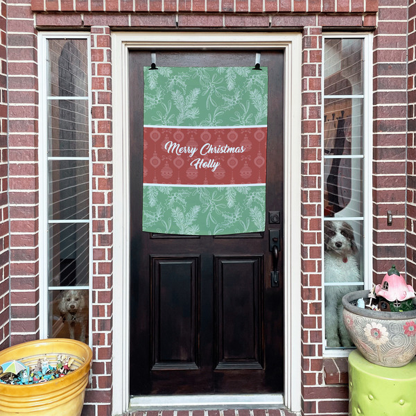 Christmas Holly House Flags - Double Sided - (Over the door) LIFESTYLE