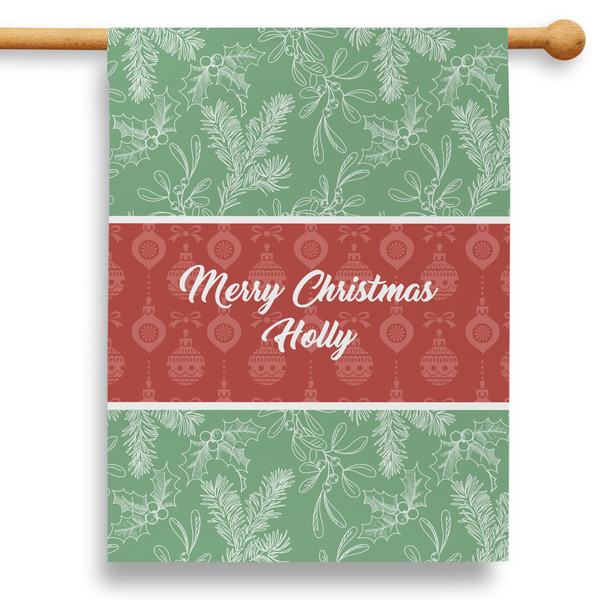 Custom Christmas Holly 28" House Flag - Double Sided (Personalized)