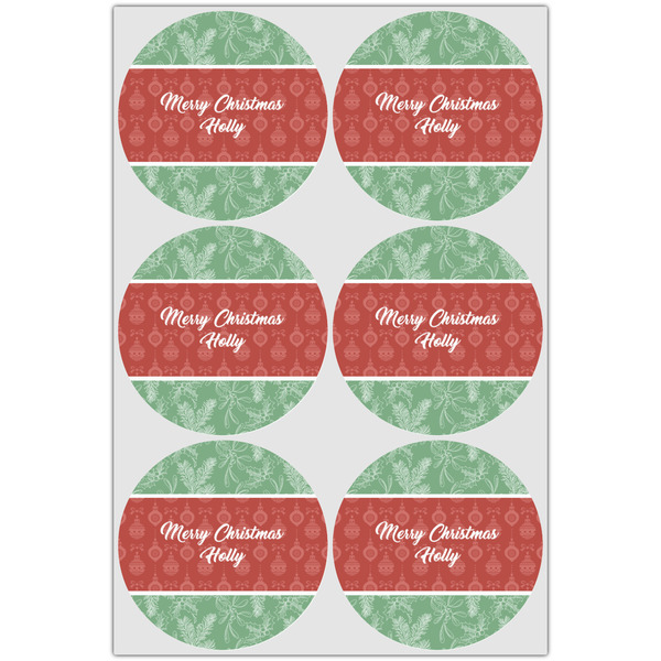 Christmas Holly Icing Circle - Large - Set of 6