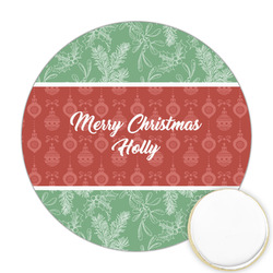 Christmas Holly Printed Cookie Topper - Round (Personalized)