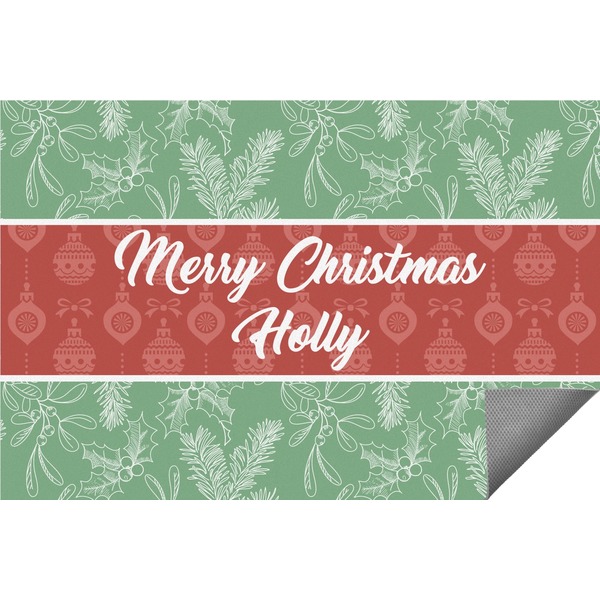 Custom Christmas Holly Indoor / Outdoor Rug (Personalized)