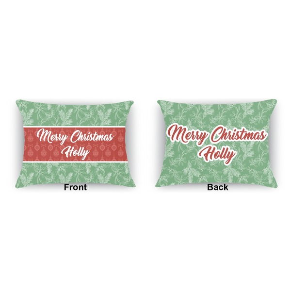 Christmas Holly Indoor Rectangular Burlap Pillow (Front and Back)