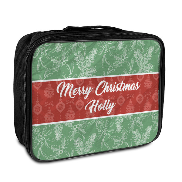 Custom Christmas Holly Insulated Lunch Bag (Personalized)