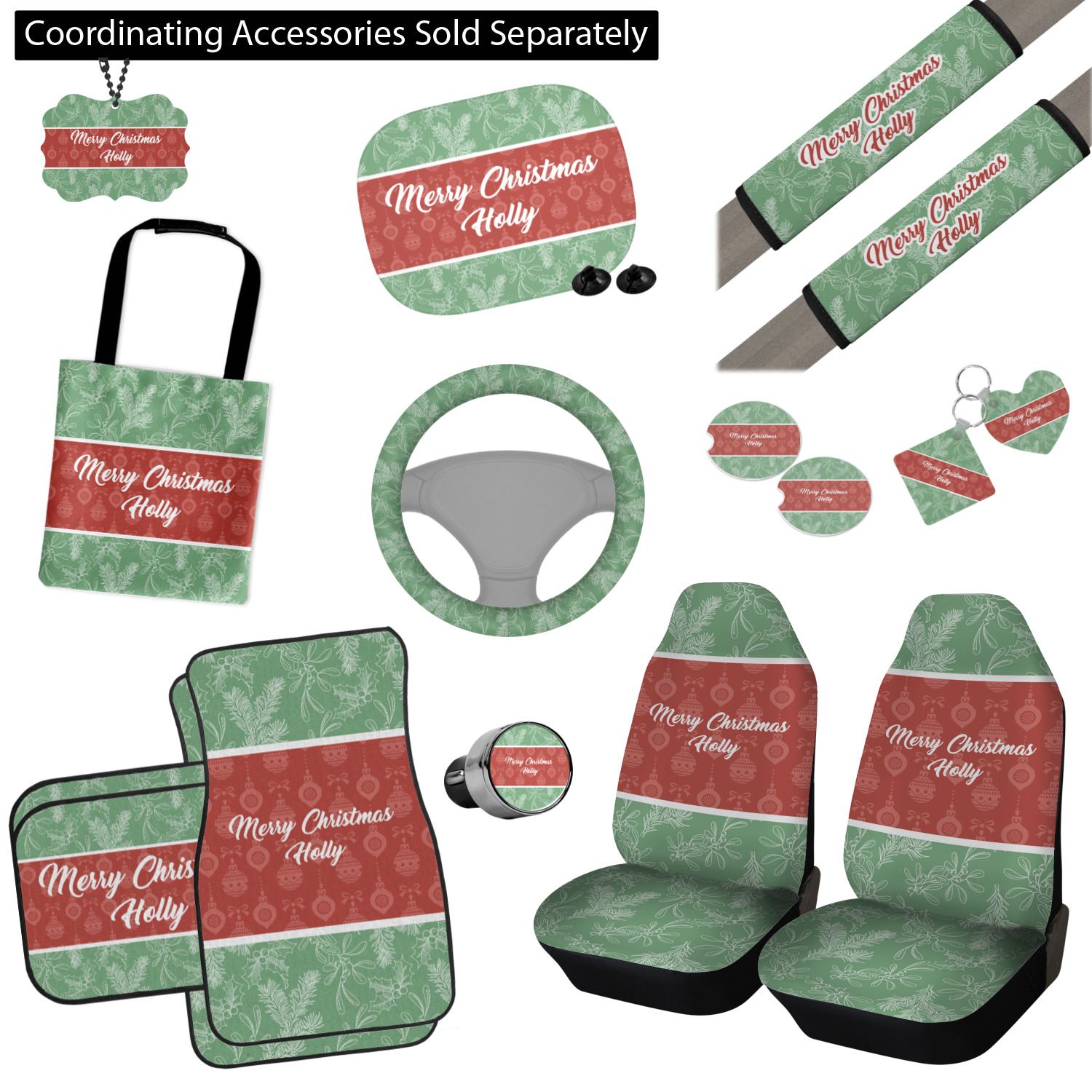 Christmas Holly Car Floor Mats (Personalized) YouCustomizeIt