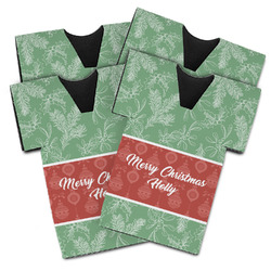 Christmas Holly Jersey Bottle Cooler - Set of 4 (Personalized)