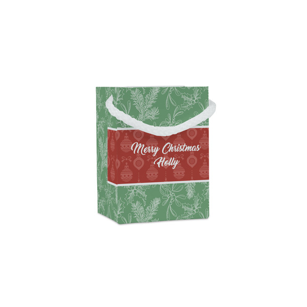 Custom Christmas Holly Jewelry Gift Bags - Matte (Personalized)