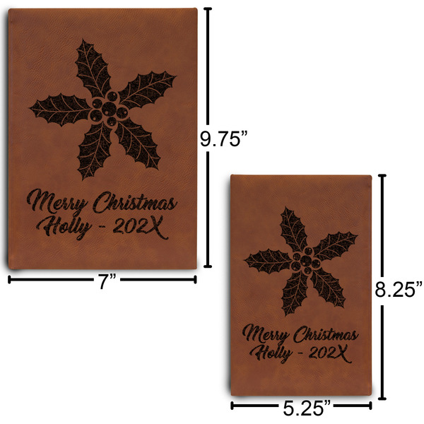 Christmas Holly Journal Size Comparisons w/ Dimensions
