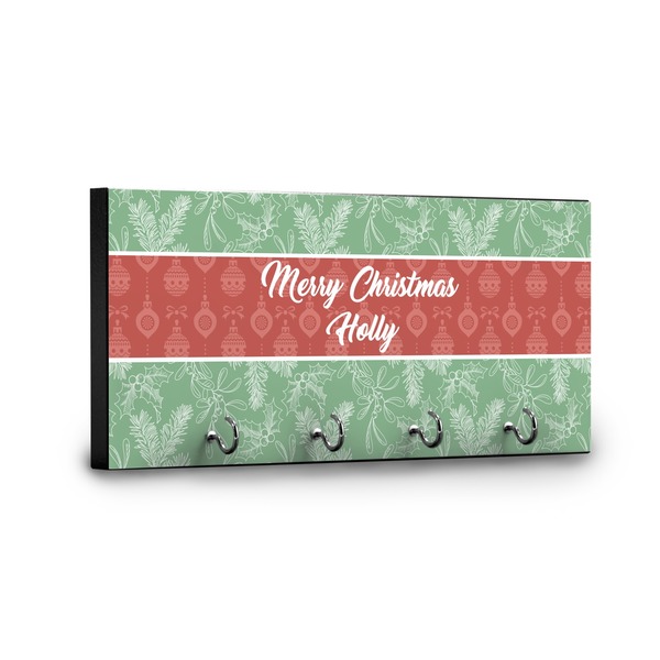 Christmas Holly Key Hanger - Front View with Hooks