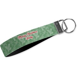 Christmas Holly Webbing Keychain Fob - Small (Personalized)