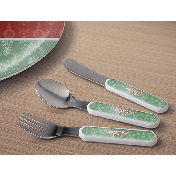 Christmas Holly Kids Flatware w/ Plate