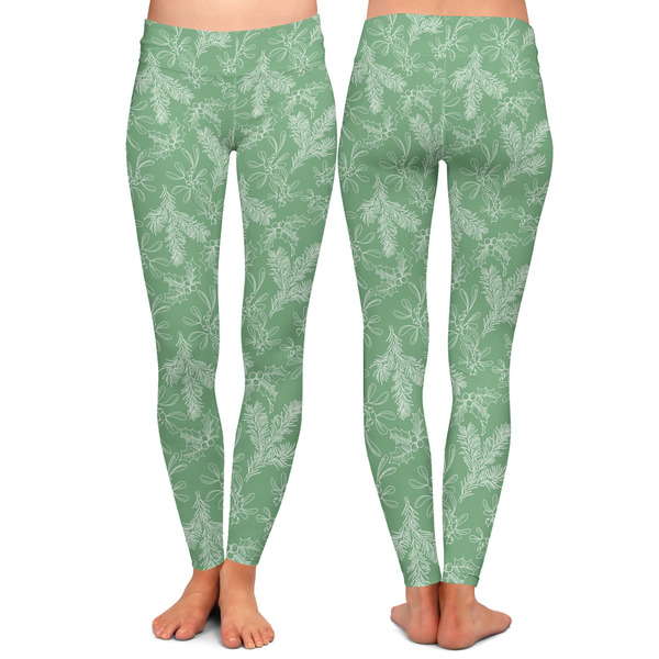 Christmas Holly Ladies Leggings - Front and Back