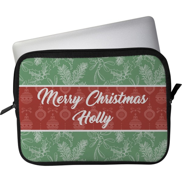 Custom Christmas Holly Laptop Sleeve / Case - 15" (Personalized)
