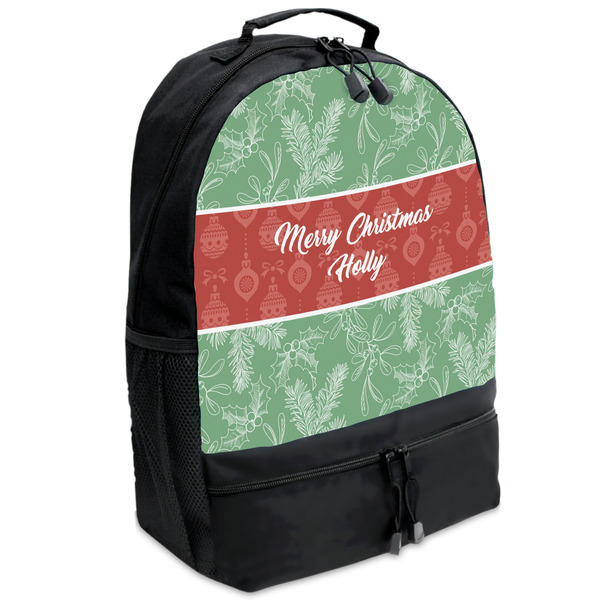 Custom Christmas Holly Backpacks - Black (Personalized)