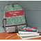 Christmas Holly Large Backpack - Gray - On Desk